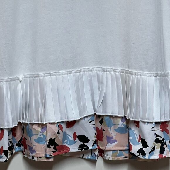 NWT Donna Karan New York  Modal Morning Dew Ruffle and floral trim top Sz M - Picture 7 of 9